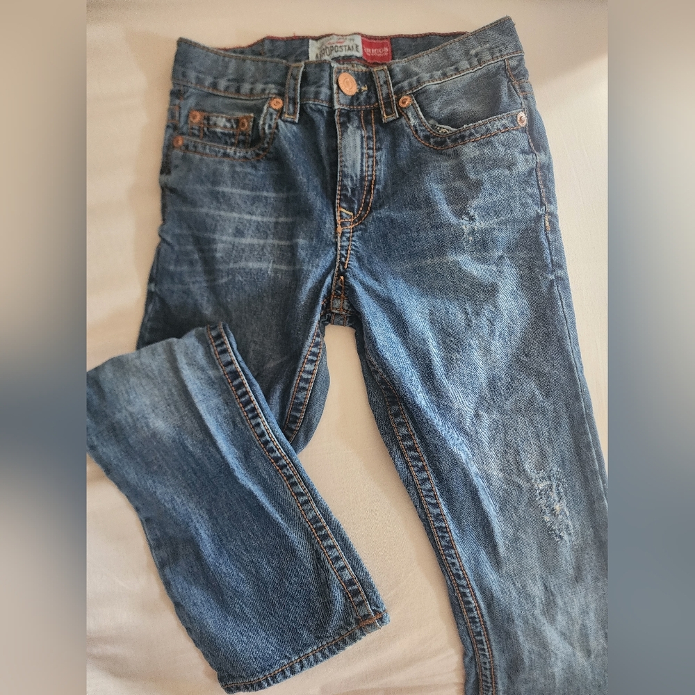 Aeropostale Blue Denim Jeans with Red Stitching